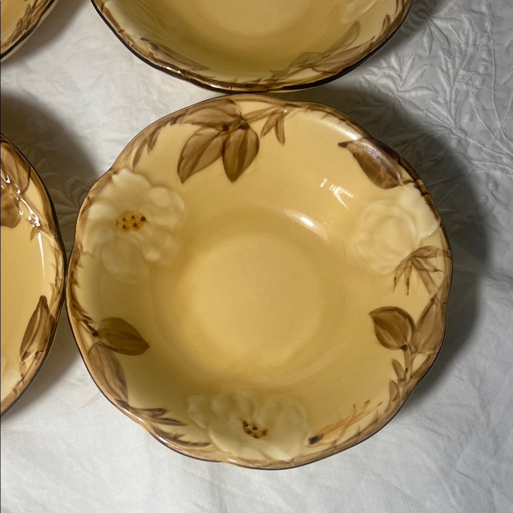 Franciscan Cafe Royale Floral Cream and Brown Bowls 6" - Picture 3 of 8